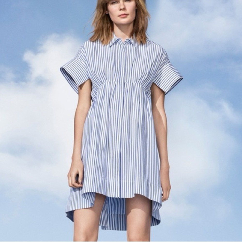 Victoria Beckham For Target Cotton Blue & White Striped Poplin Dress Size Small